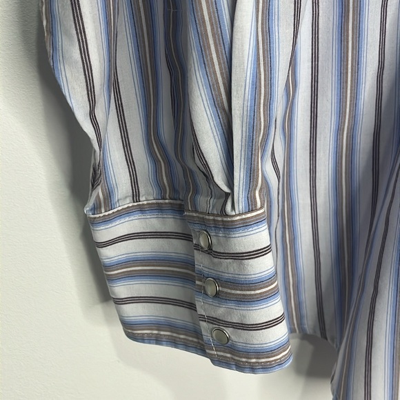 Men’s Ely Cattleman striped long sleeve pearl snap shirt XXL - Picture 5 of 10
